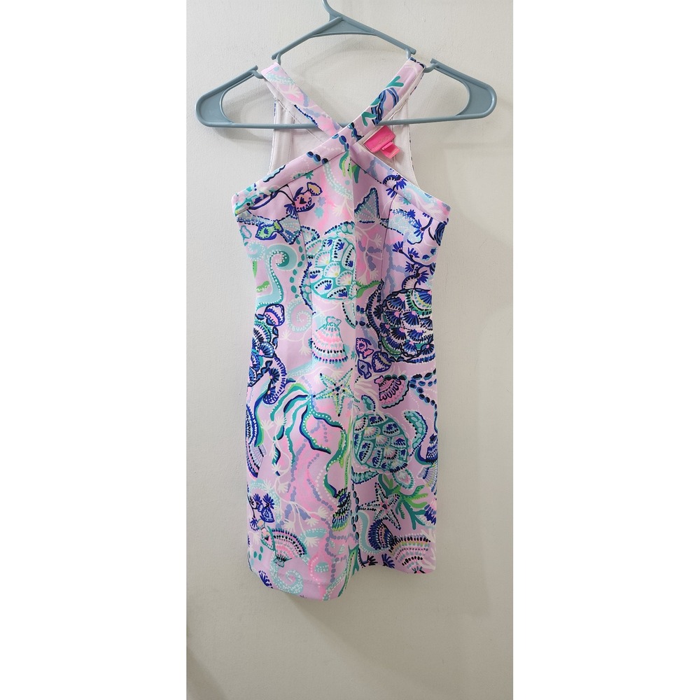 Lilly Pulitzer Girls Pink Sea Turtles Halter Sheath Dress Size 10 RN88189